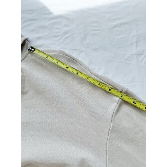 Dynamite Long Sleeve Crop Sweater Ivory Half Zip 100% Cotton & Terry Inside XS - Picture 2 of 11